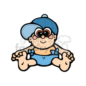 300x300 Royalty Free Little Baby Boy Sitting With A Blue Diaper And A Ball