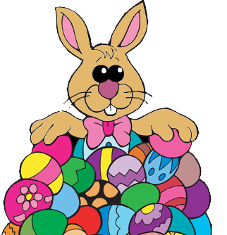 322x334 Free Easter Bunny Surrounded By Easter Eggs Clip Art