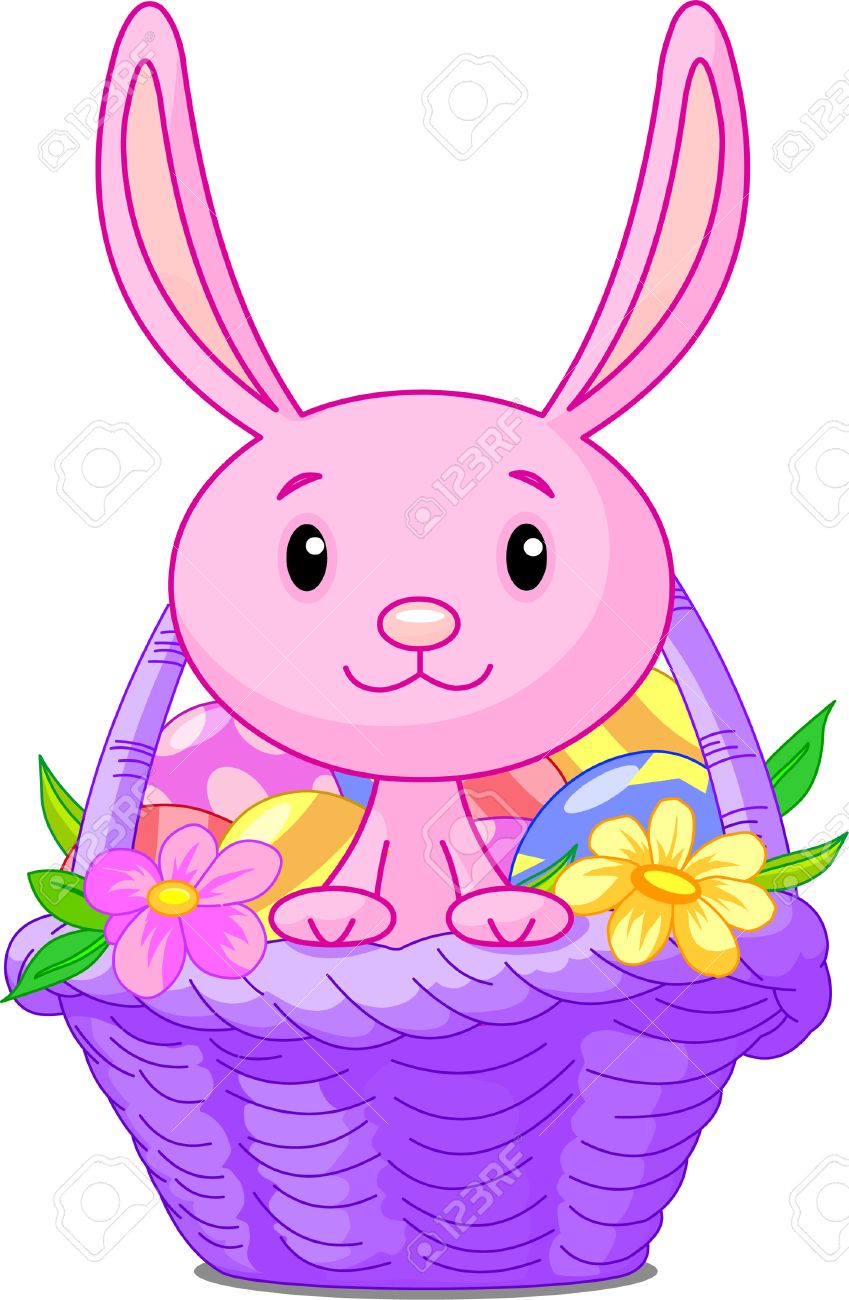 849x1300 Clipart Easter Basket Bunny