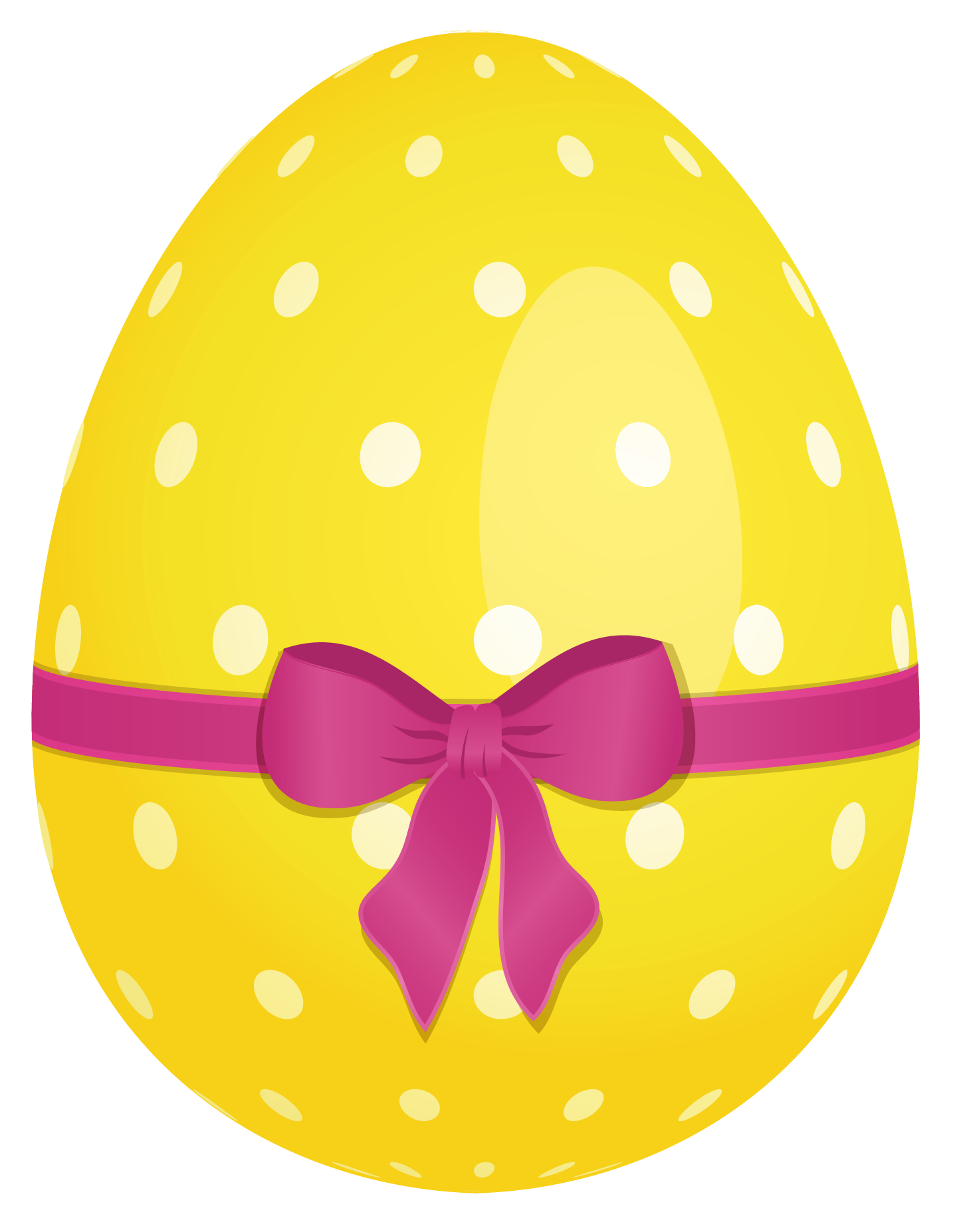 1440x1855 Yellow Dotted Easter Egg With Pink Bow Clipart