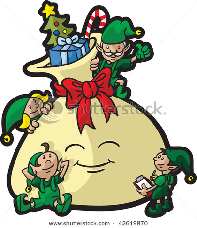407x470 Elf Clipart Christmas Gifts