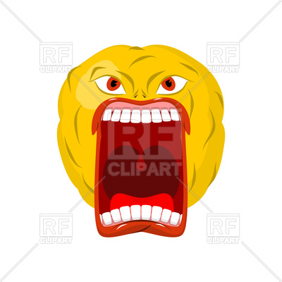 400x400 Emoticon Screams. Open Mouth And Teeth. Crazy Emoji. Royalty Free