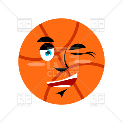 400x400 Basketball Winking Emoji Royalty Free Vector Clip Art Image