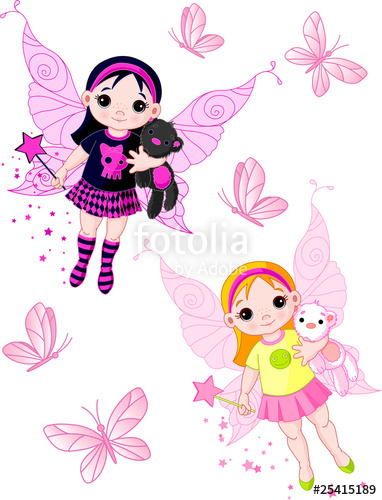 382x500 Little Fairies Flying With Butterflies Stock Image And Royalty