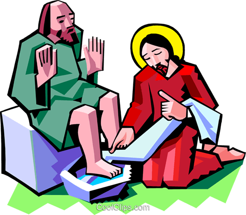 480x419 Jesus Washing The Feet Of A Disciple Royalty Free Vector Clip Art