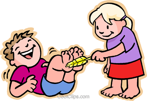 480x331 Girl Tickling Boy On Feet Royalty Free Vector Clip Art