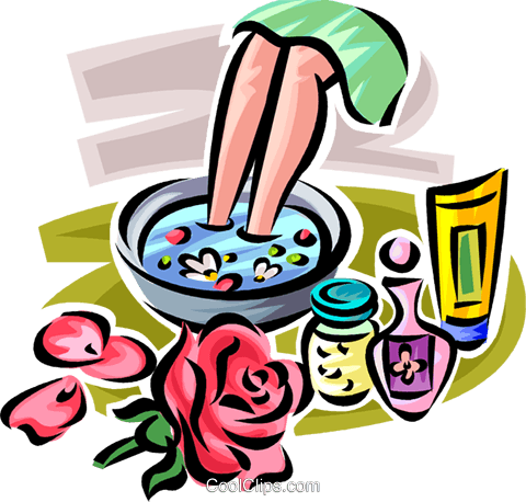 480x458 Woman Soaking Her Feet Royalty Free Vector Clip Art Illustration