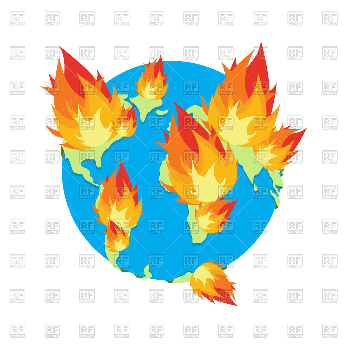 1200x1200 Earth On Fire. Planet Is Burning. Royalty Free Vector Clip Art