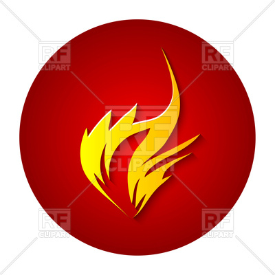 400x400 Fire Icon On Dark Red Background Royalty Free Vector Clip Art
