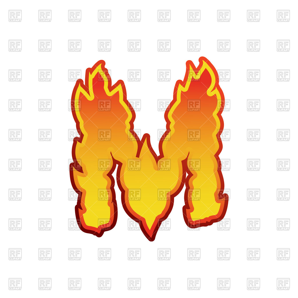 1200x1200 Letter M Fire Font Royalty Free Vector Clip Art Image