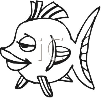 350x341 Black And White Cartoon Girl Fish
