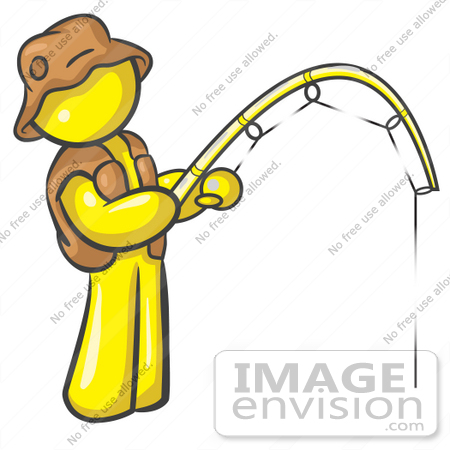 450x450 Clip Art Graphic Of A Yellow Guy Character Fishing