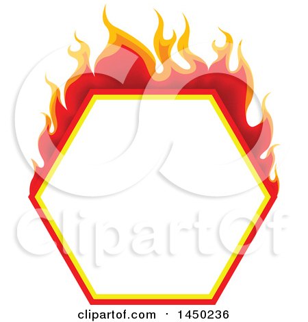 450x470 Clipart Graphic Of A Fiery Hot Flaming Flame Hexagon Design