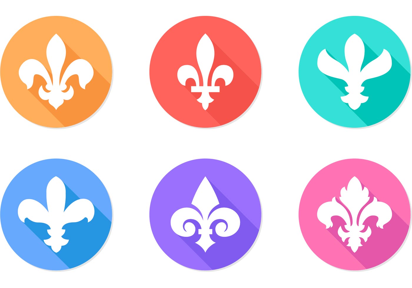 1400x980 Fleur De Lis Flat Vector Icons