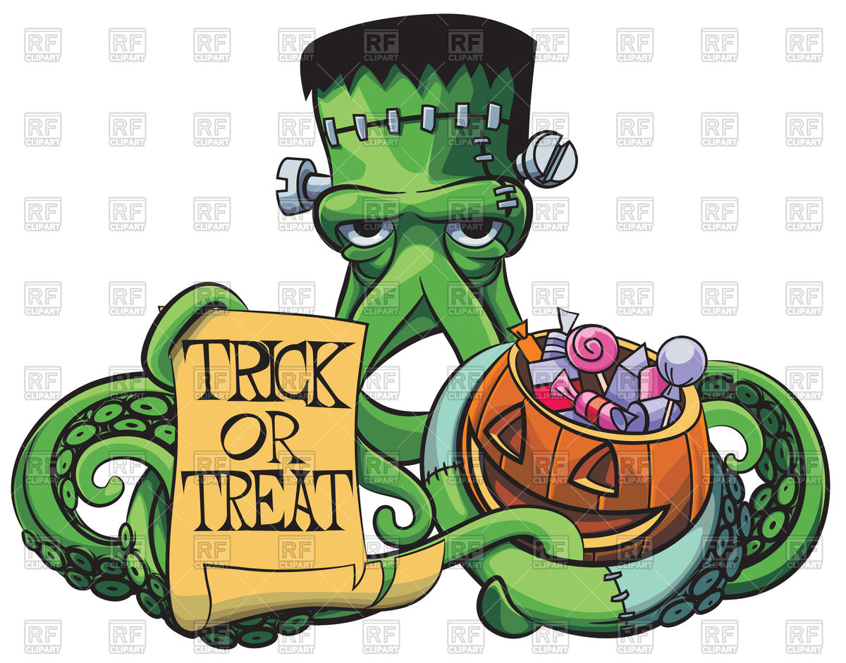 1200x941 Octopus The Frankenstein With Halloween Pumpkin And Paper Poster