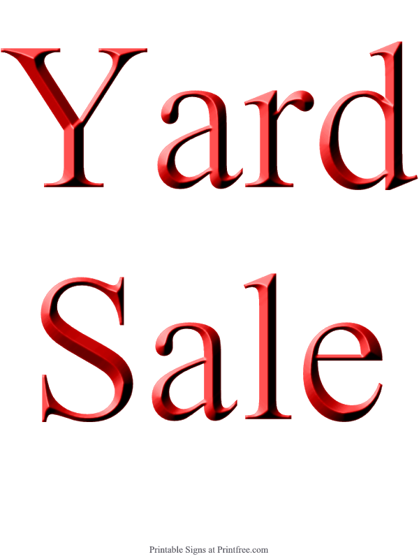 600x800 Printable Yard Sale Signs