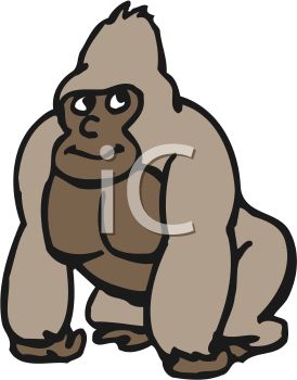 274x350 Picture Of A Gorilla Standing On A White Background In A Vector