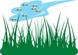 298x210 Bees Flying Over Grass Clip Art