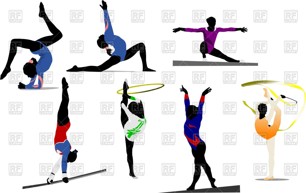 1200x756 Colorful Silhouettes Of Women Gymnast Royalty Free Vector Clip Art