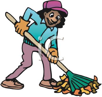 350x333 Picture Of A Happy Woman Raking Leaves In A Vector Clip Art