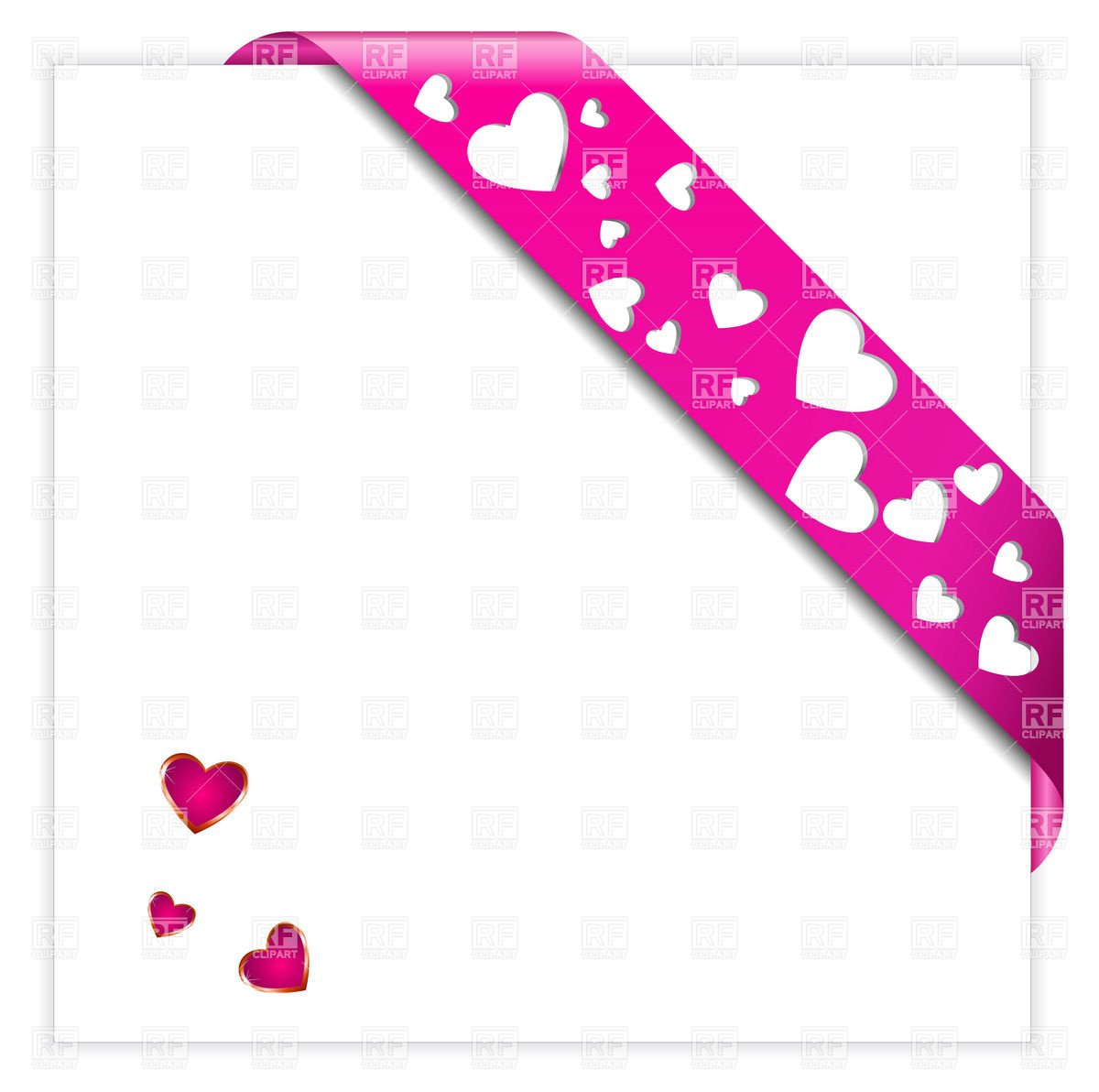 1200x1192 Heart Shaped Perforated Valentine Pink Corner Ribbon Royalty Free