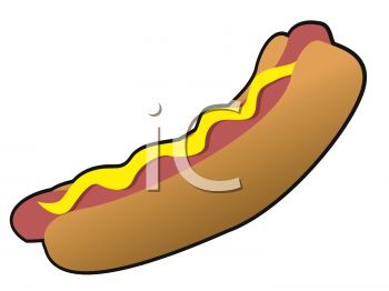 350x262 Picture Of A Hot Dog With Mustard On A Bun In A Vector Clip Art