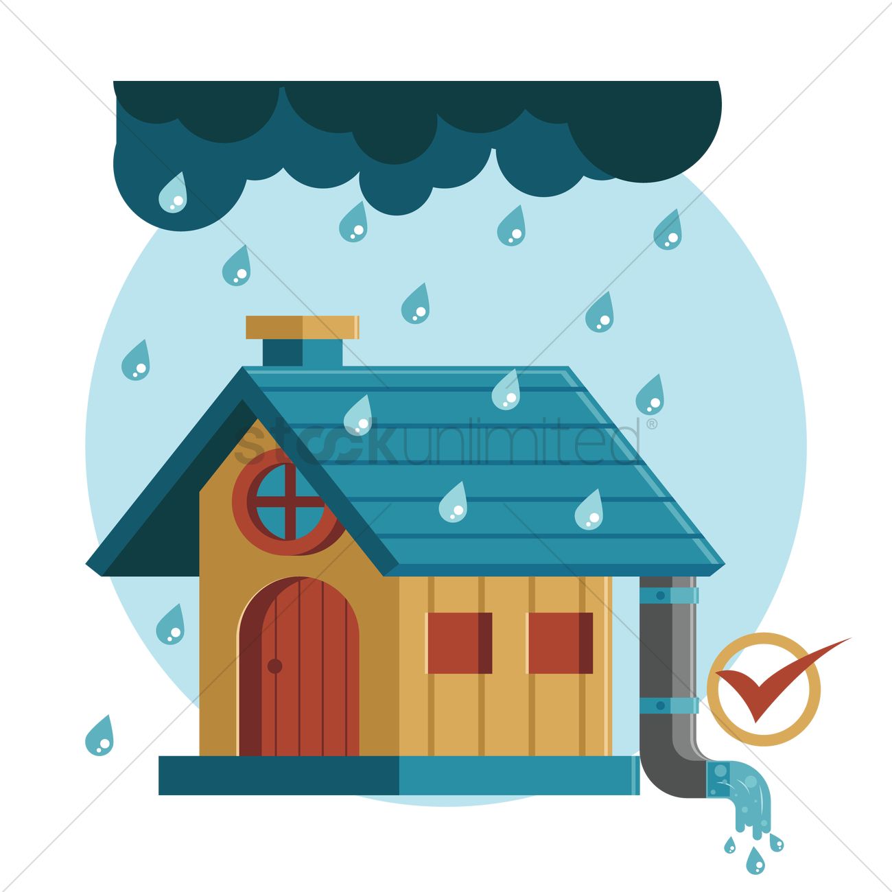 1300x1300 Free House During Rainy Day Vector Image