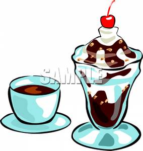 284x300 Hot Fudge Ice Cream Sundae With A Cup Of Coffee