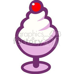 300x300 Royalty Free Cartoon Ice Cream Sundae With A Cherry 379368 Vector