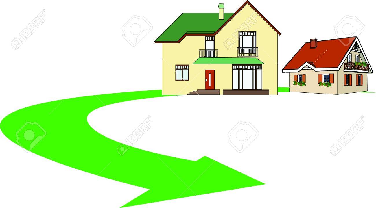 1300x720 A Color Drawing Of Houses On A White Background Royalty Free