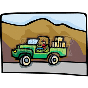 300x300 Royalty Free Jeep Driving In The Mountains 172628 Vector Clip Art