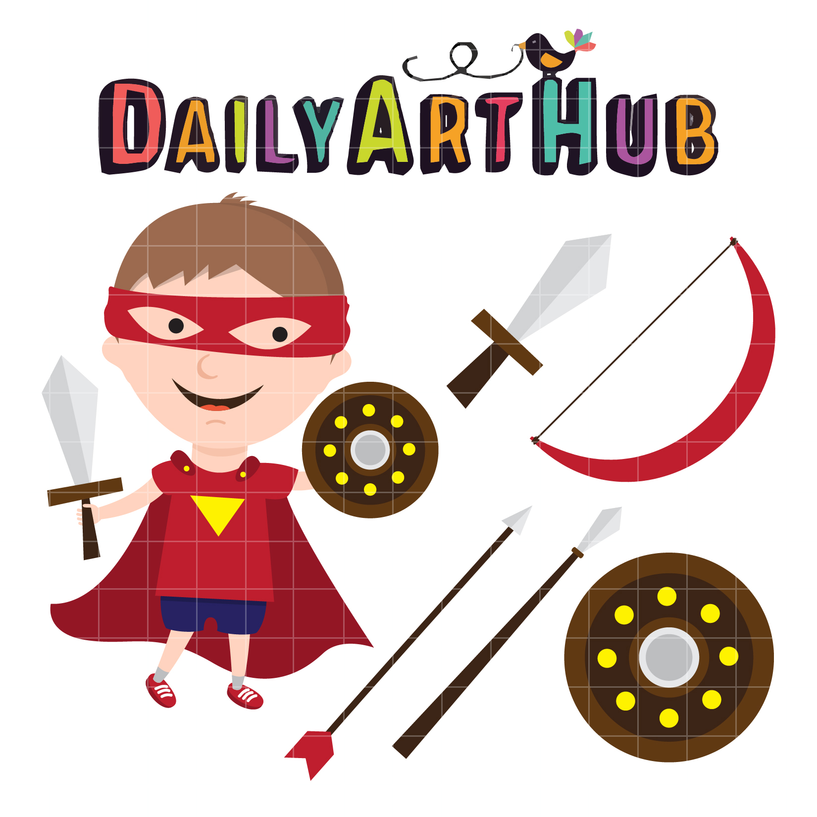 1650x1650 Warrior Kid Clip Art Set Daily Art Hub