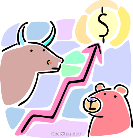 464x480 Stock Market Bull And Bear Concept Royalty Free Vector Clip Art