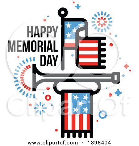 450x470 Clipart Of A Happy Memorial Day Greeting With An American Flag