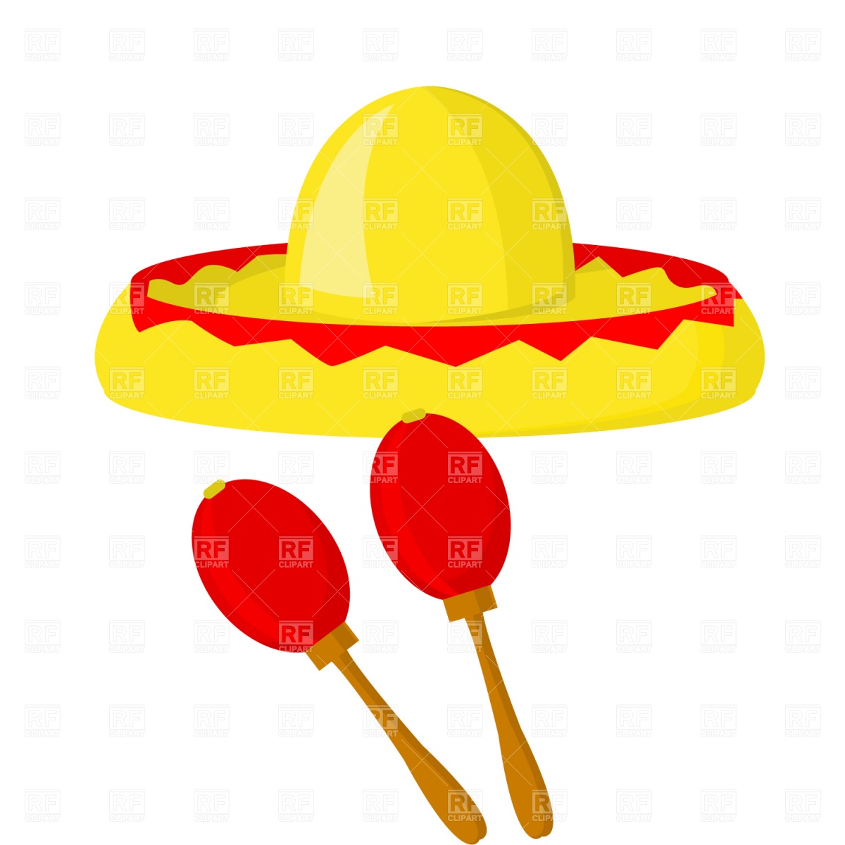 1200x1200 Mexican Guitar And Hat Royalty Free Vector Clip Art Image