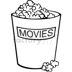 300x300 Royalty Free Movie Popcorn Outline 383111 Vector Clip Art Image