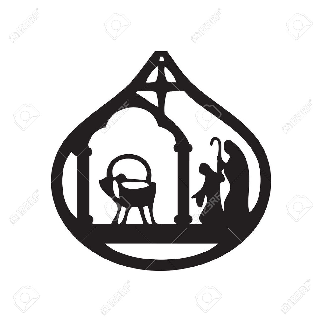 1300x1300 Adoration Of The Magi Silhouette Icon Illustration On Black