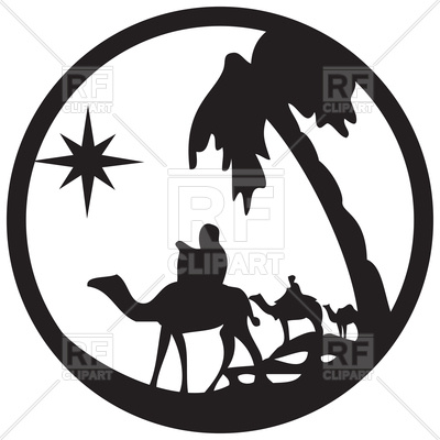 400x400 Silhouette Of Camel Caravan, Scene Of The Holy Bible Royalty Free