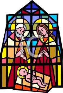 205x300 Stained Glass Window Showing The Nativity