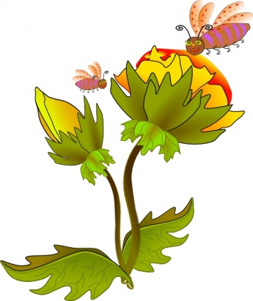 357x425 Bee And Flower Clip Art Vector, Free Vectors