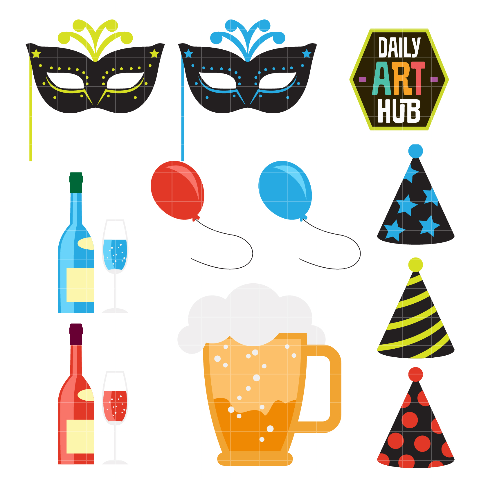 1650x1650 New Year's Eve Clip Art Set Daily Art Hub