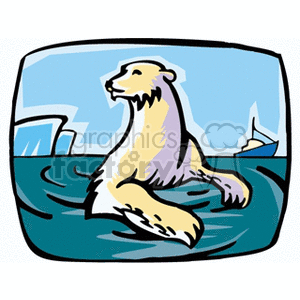 300x300 Royalty Free Polar Bear Swimming In The Ocean 130115 Vector Clip