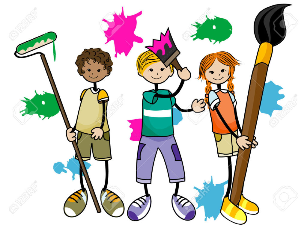 1024x761 Painting Kids With Clipping Path Royalty Free Cliparts Vectors