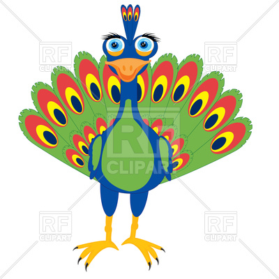 400x400 Cartoon Peacock Front View Free Vector Clip Art Image