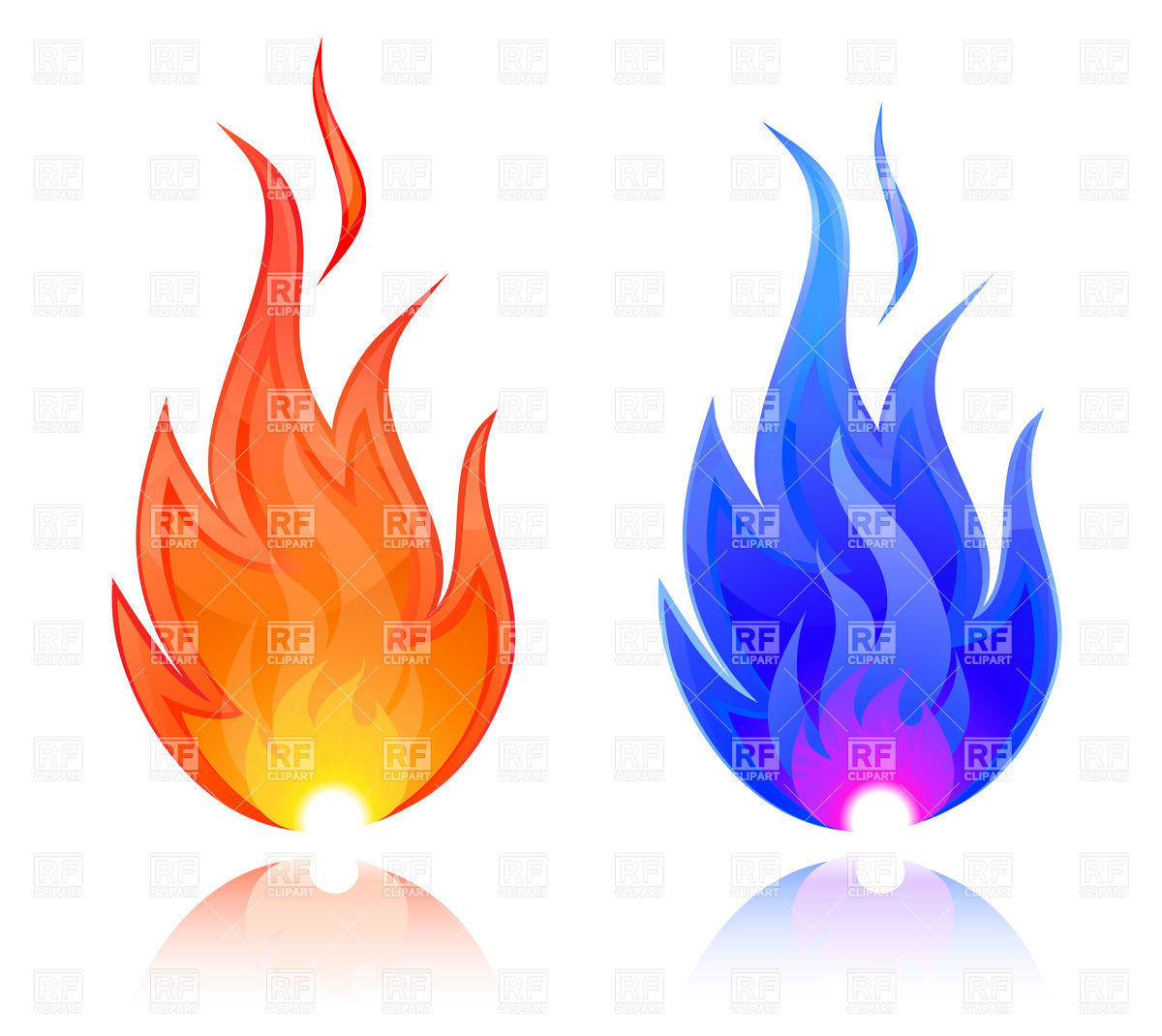 1200x1070 Blue And Red Fire Icons Royalty Free Vector Clip Art Image