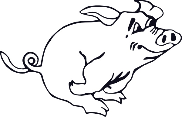 600x385 Outline Running Pig Clip Art Free Vector In Open Office Drawing