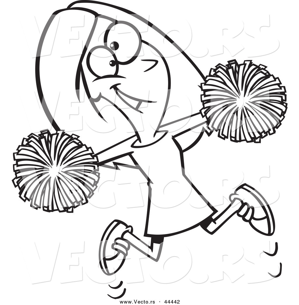 1024x1044 Vector Of A Happy Cartoon Cheerleader Jumping With Pom Poms