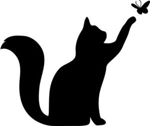 300x251 Clipart Illustration Of Silhouette Of Cat Playing