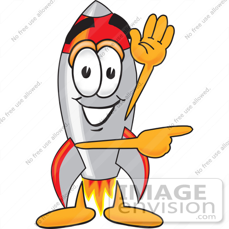 450x450 Clip Art Graphic Of A Space Rocket Cartoon Character Waving