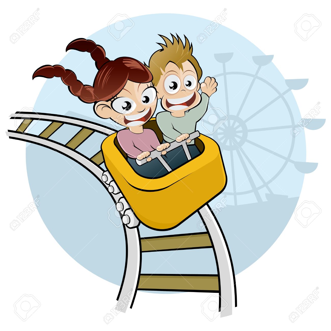 1300x1300 Cartoon Kids On Rollercoaster Royalty Free Cliparts, Vectors,